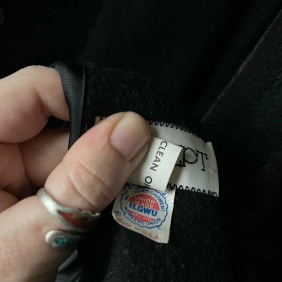 Vintage 80s CONCEPTS Black, Green and Red Striped Wool Coat 🇺🇸 USA Union Made - Picture 6 of 6